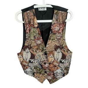 Facets by mirrors Vintage 80s 90s Cat Tapestry Vest Top
